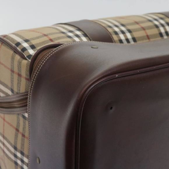 Burberrys Nova Check Hand Bag PVC Leather Beige Auth 69121 - Picture 15 of 16